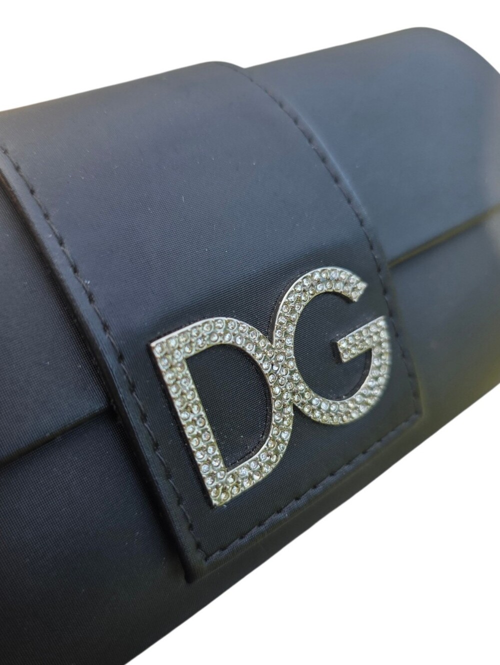 Dolce & Gabbana DG Rhinestone Eyeglass Case | Black Satin Finish | Designer